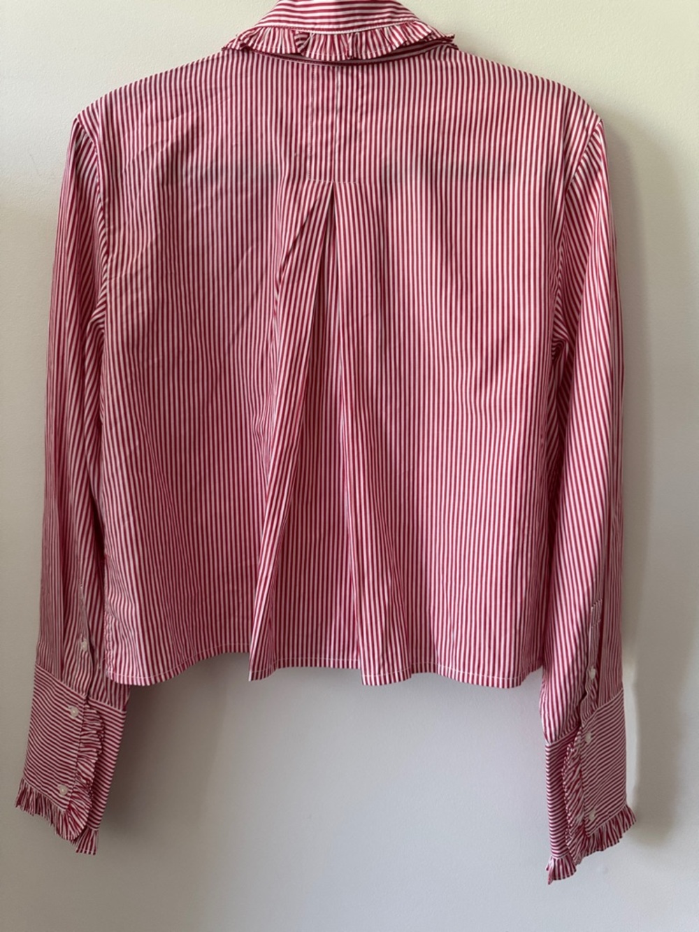 J Crew Ruffle-trim button-up shirt in striped cotton poplin size M - Picture 5 of 10